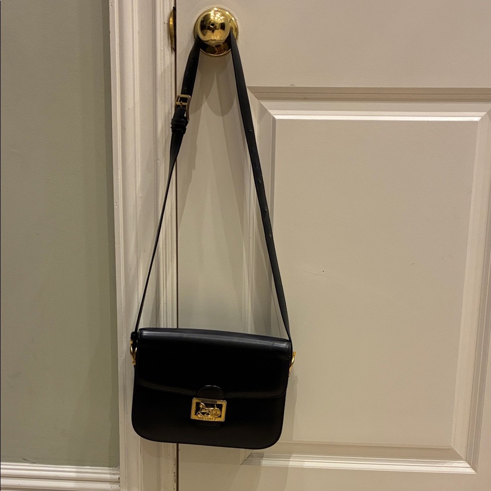 Celine Navy Shoulder Bag with Gold Accent - Picture 2 of 10